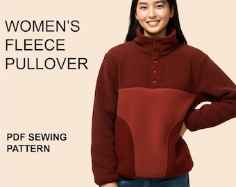 Womans Fleece Pullover Sewing PDF Pattern with English Instructions - in XS-L sizes - Digital Download  Print A4, Letter, A0/ Projector File