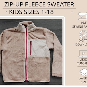 Kids Zip-Up Fleece Sweater PDF Sewing Pattern