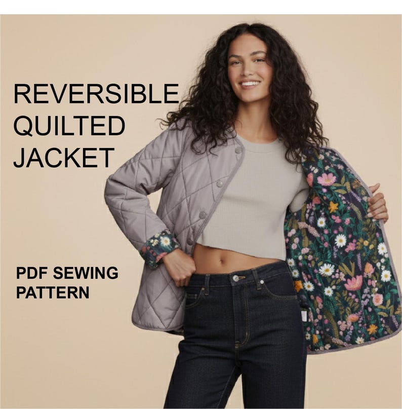 Womens Reversible Quilted Jacket Sewing Pattern (digital Download PDF ...