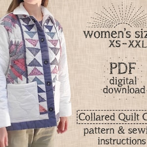 Women's Collared Quilt Coat - PDF Sewing Pattern