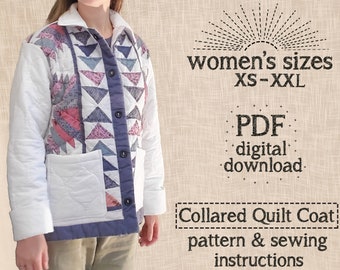 Women's Collared Quilt Coat - PDF Sewing Pattern
