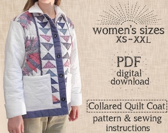 Women's Collared Quilt Coat - PDF Sewing Pattern