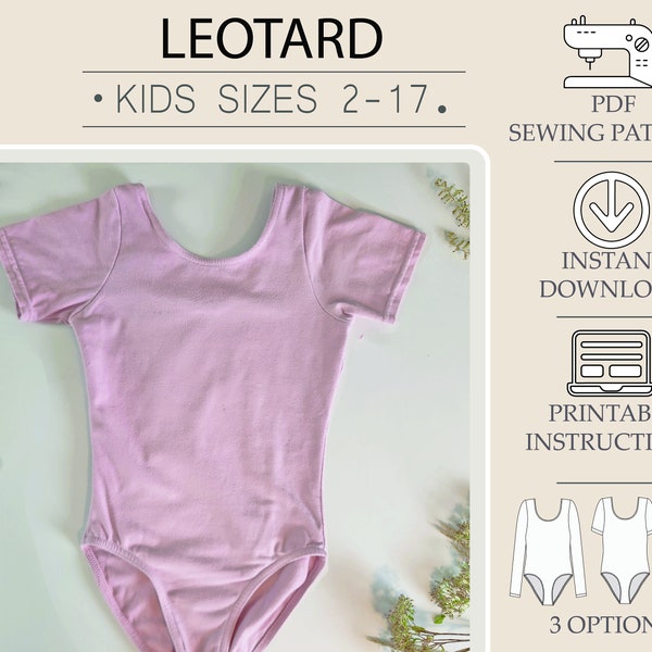 Kids Classic Leotard for Dance, Gymnastics, Swim - PDF Sewing Pattern