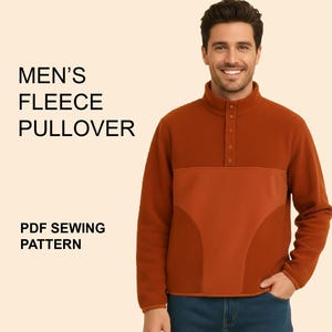 Naaipatroon herenfleecejas met Engelse instructies: herentrui (digitale pdf-download, afdrukken/projectorbestand)
