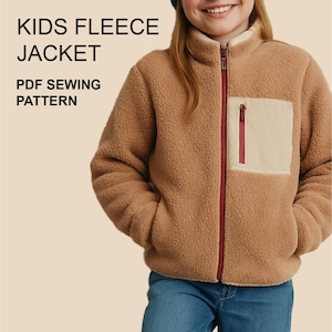 Kids Fleece Jacket Sewing Pattern PDF | Zip Up Sweater / Sweatshirt | Sizes 1–18 | Easy DIY PDF Pattern with Video Tutorial