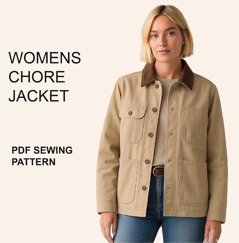 Chore Jacket Sewing PDF Pattern in English – Women’s Barn Coat Pattern ...