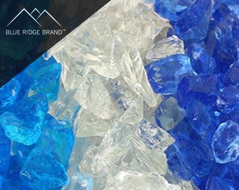 Sky Blue / Aqua / Clear Fire Glass Blend - Professional Grade Fire Pit Glass - 1/2" Glass Rocks for Fire Pit and Landscaping