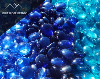 Light Blue / Dark Blue / Aqua Reflective Fire Glass Beads - Fire Pit Glass - 3/4" Reflective Glass for Fire Pit and Landscaping