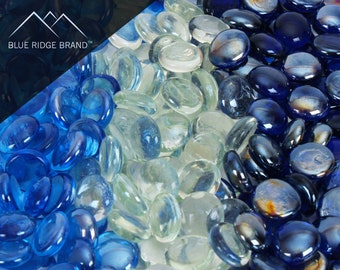 Light Blue / Dark Blue / Clear Reflective Fire Glass Beads - Fire Pit Glass - 3/4" Reflective Glass for Fire Pit and Landscaping