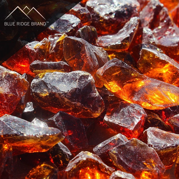 Amber Fire Glass - Professional Grade Fire Pit Glass - 1/2" Glass Rocks for Fire Pit and Landscaping - Glass Rock Contractor Pack