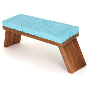 Teak Folding Meditation Bench - Sky Blue