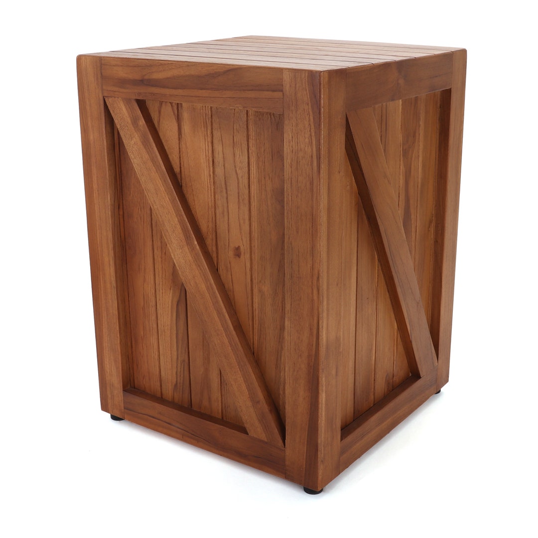 Teak Garden Stool Farmhouse End Table Barn Door Wooden Stool Rustic ...