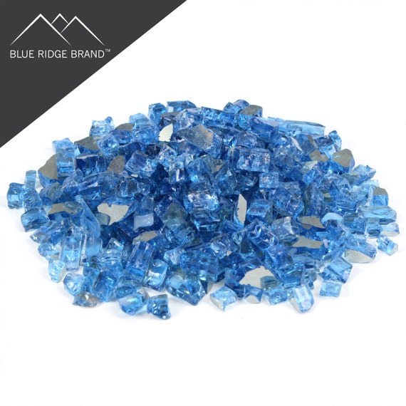 Reflective Glass - Fire Glass For - 1 Firepit Glass Rock - Glass Stones -  Glass Rocks - Gas & Propane & Fireplace Glass (50 Pound, Sapphire Blue) 