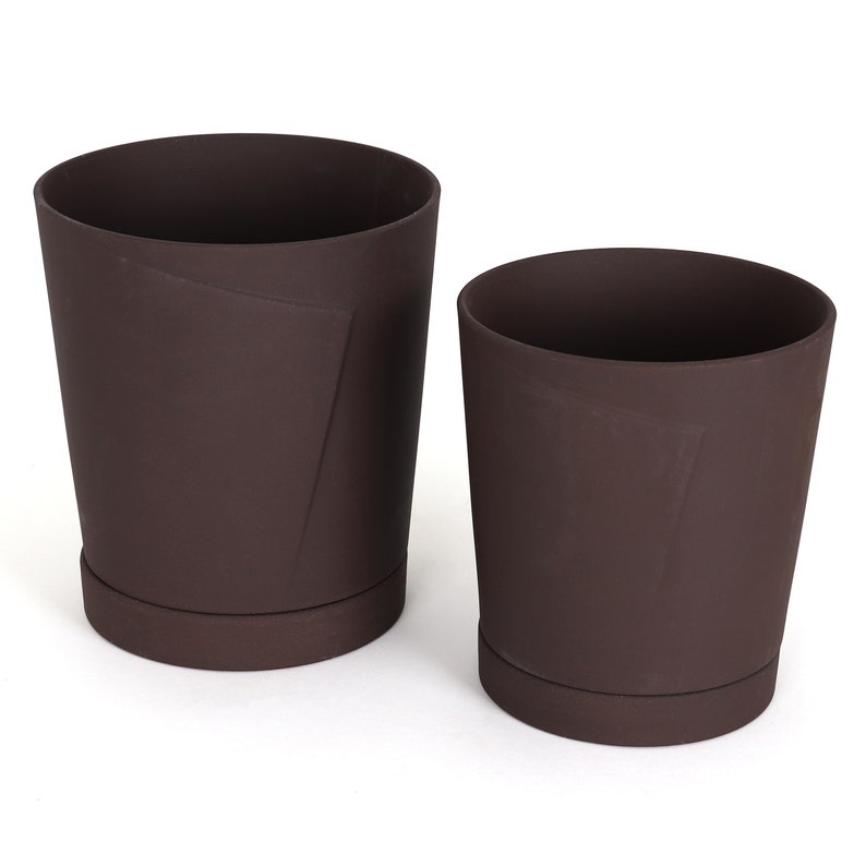 Stoneware Planters Indoor Planters/Outdoor Planters Brown Planter Modern Plant Pot/Flower Pot Nesting Planters Fold/Deep Mocha image 1