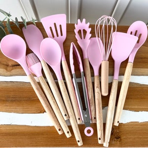 Kids and Youth Custom PINK Spatula Set- Personalized Silicone Kitchen Gadgets - Gray Engraved Kitchen Tools - Chef Kitchen - kid chef