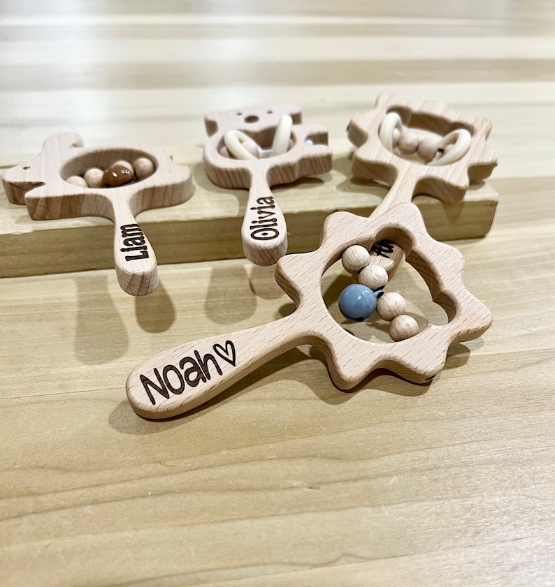 Personalized Baby Rattles. Wooden Baby Toy. Customized Baby Rattle ...
