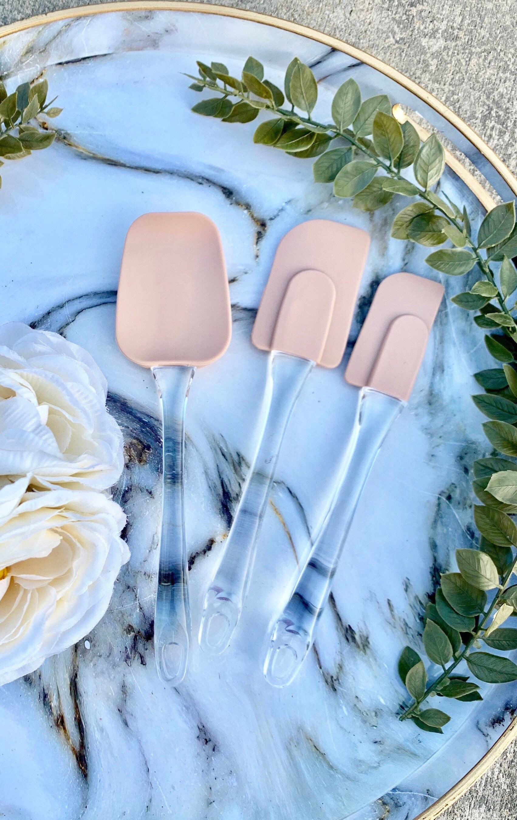 Engraved Blush Pink Glam Silicone Spatula Set. Kitchen Tools. Persona…
