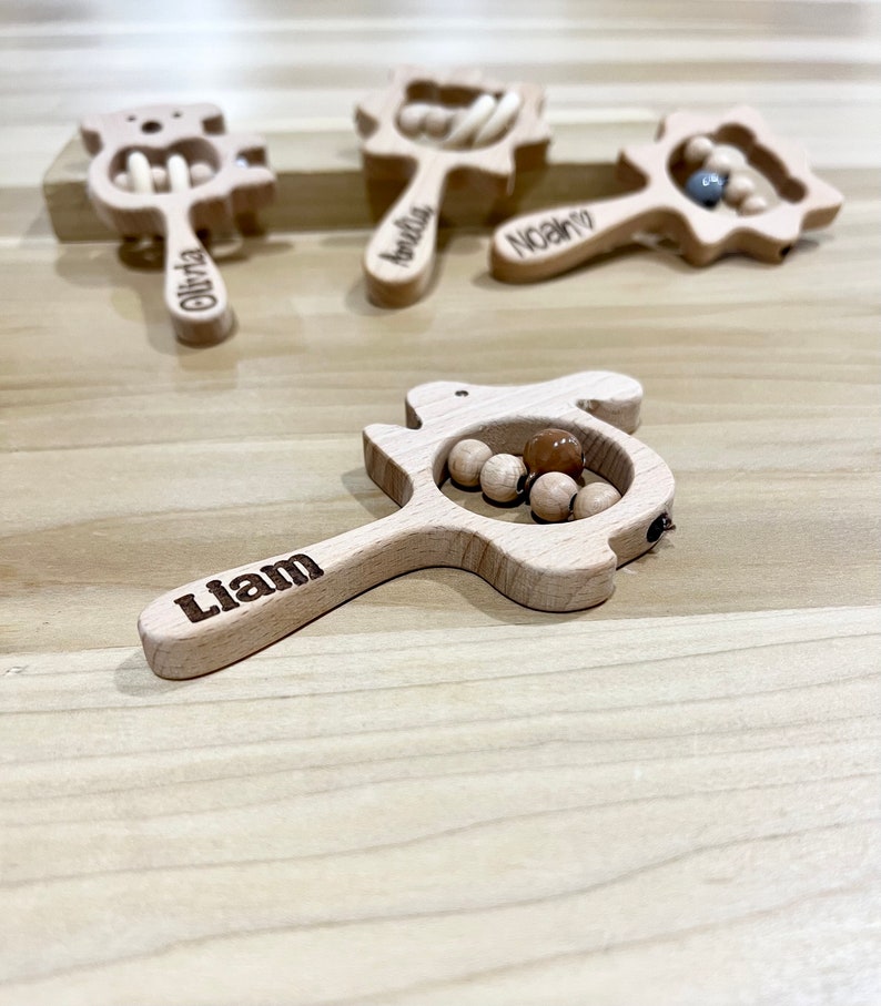 Personalized Baby Rattles. Wooden Baby Toy. Customized Baby Rattle ...