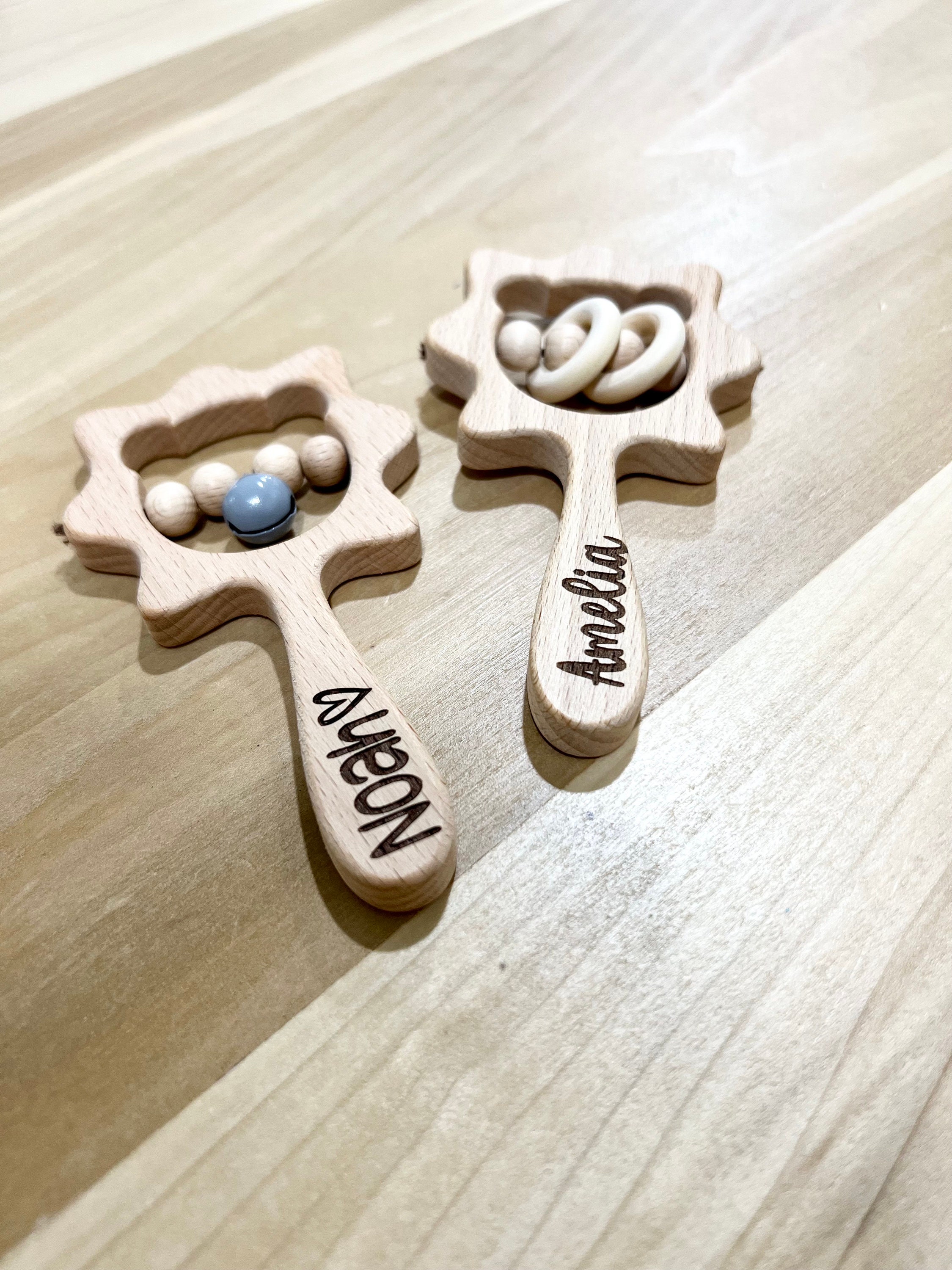 Personalized Baby Rattles. Wooden Baby Toy. Customized Baby Rattle ...