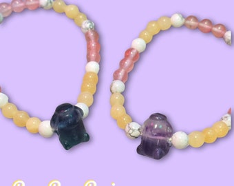 Anime Character Pom Pom Crystal Bracelet| Stackable Crystal Jewelry| Spring Fashion Unique Kawaii Accessory| Adorable  Friendship Bracelet