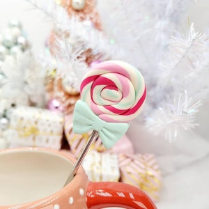 Pastel Lollipop Stir Stick 7 Paddle Swizzle Stick Christmas Party Decorations Tea Stirrer Christmas Accessories Handmade Decor image 2