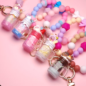 Monster Shake Silicone Bracelet Keychains| Beaded Cute Accessories| Kawaii Summer Fashion| Handmade Statement Jewelry| Keys, Wallet, Purse