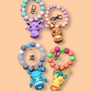 Silicone Bracelet Keychains| Beaded Cute Accessories| Kawaii Summer Fashion| Handmade Statement Jewelry| For Keys, Wallet, Purse