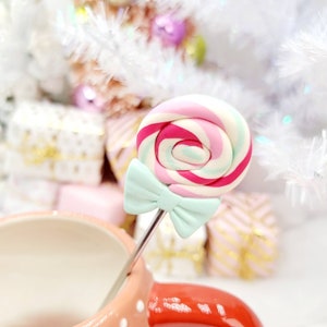 Pastel Lollipop Stir Stick 7 Paddle Swizzle Stick Christmas Party Decorations Tea Stirrer Christmas Accessories Handmade Decor image 1