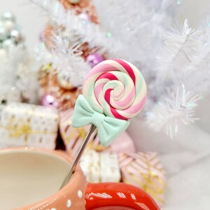 Pastel Lollipop Stir Stick 7 Paddle Swizzle Stick Christmas Party Decorations Tea Stirrer Christmas Accessories Handmade Decor image 6