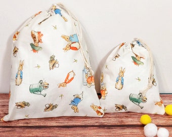 Rabbit Gift Bags, Drawstring fabric bunny bags