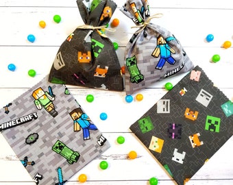 Minecrafter Birthday Party Bags,  Eco-friendly, Reusable Fabric Party Bags