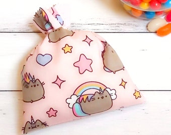 Pusheen UniKitty Party Favor Bags, Handmade Cotton Gift Bags