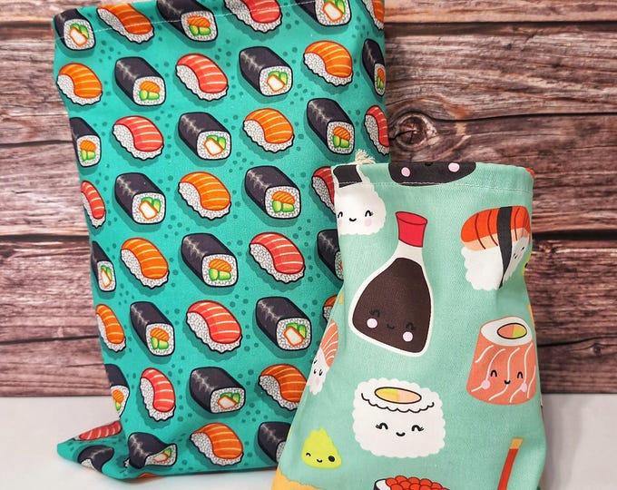 Kawaii Sushi Drawstring bags, Sushi Gift bags