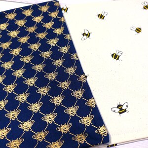 Reusable Bread Bag, Large drawstring bag, Honey Bee fabric, French Dogs, Tinned Sardines Bild 4