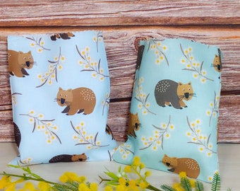Wombat party bags, native Australian animals, Fabric Party Bags