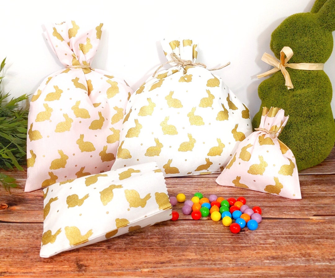Gold Rabbit Gift Bags, Reusable Bunny Bags - Etsy