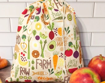 Organic Cotton Produce Bags, Bulk Food Bags, Handmade