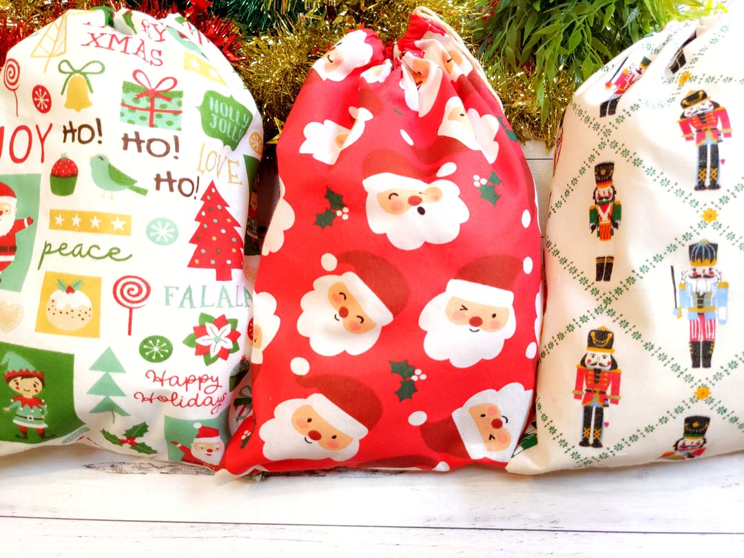 Drawstring Fabric Christmas Gift Bags Santa Nutcracker Etsy Australia