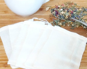 Set of Reusable Tea Bags or Coffee Bags, organic cotton