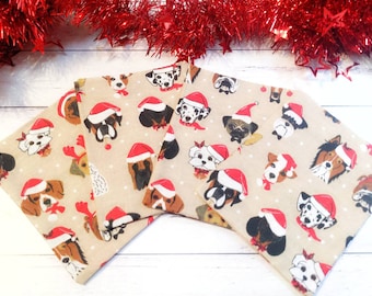 Christmas Dog Santa Gift Bags, natural cotton, reusable gift bags