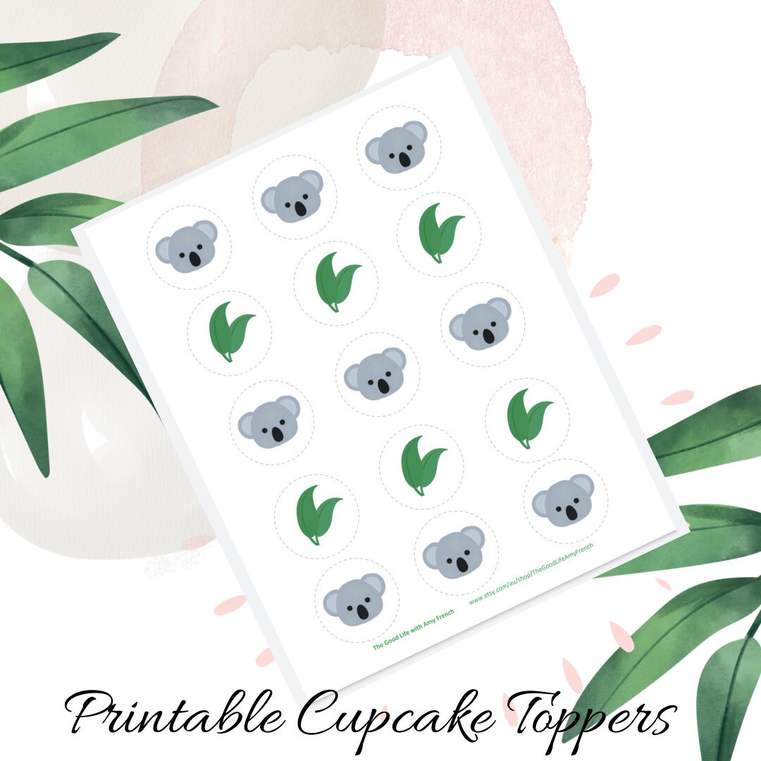 Koala Cupcake Toppers, Printable File A4 Colour, Koala Party Theme Etsy