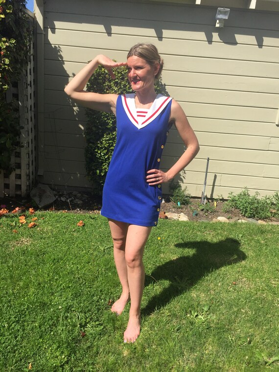 Vintage Clothing. Vintage Nautical Dress. Vintage