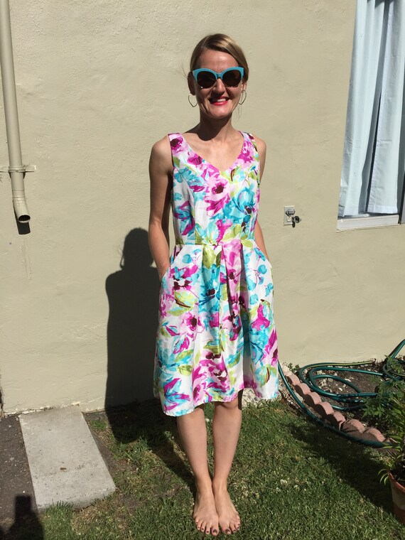 Bright Floral Frock. Blues, Purples, Greens...Jus… - image 2