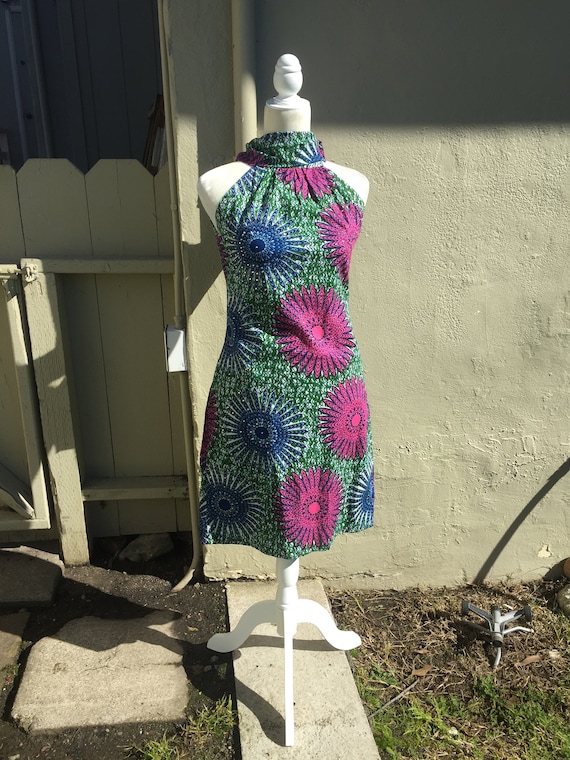 Vintage Clothing. Vintage Dress. 60ies Handmade Bright Pink and Blue Floral rhinestone Sparkle Dress. Vintage Clothing. Vintage Dresses. Etsy