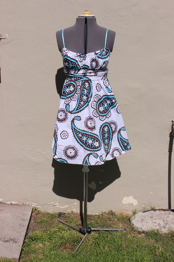 Vintage Ruby Rox Halter Dress: 60s Paisley Cotton Blend