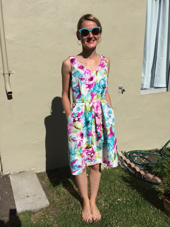 Bright Floral Frock. Blues, Purples, Greens...Jus… - image 4
