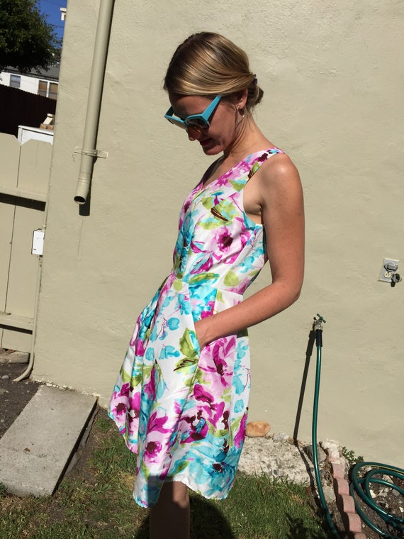 Bright Floral Frock. Blues, Purples, Greens...Jus… - image 3