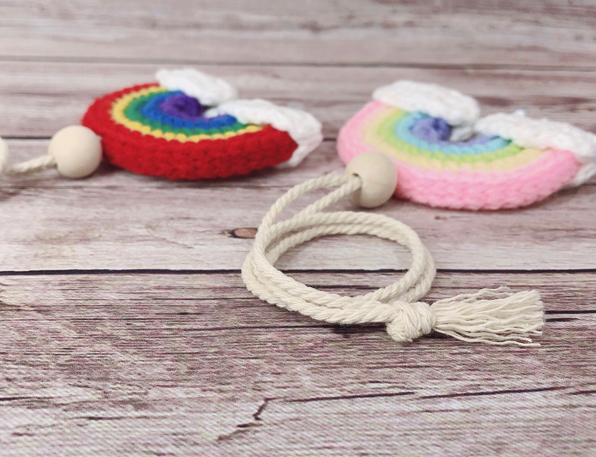 Crochet Rainbow Car Rear View Mirror Charm/ Crochet Rainbow Etsy