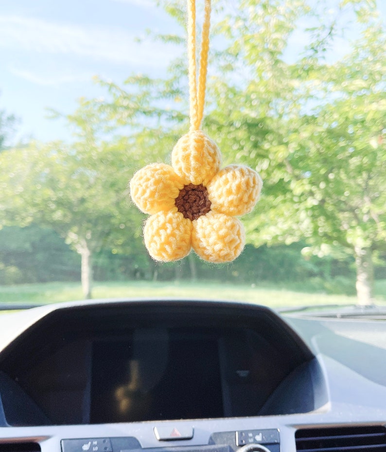 Crochet Flower Keychain/crochet Flower Car Hanging/crochet Etsy