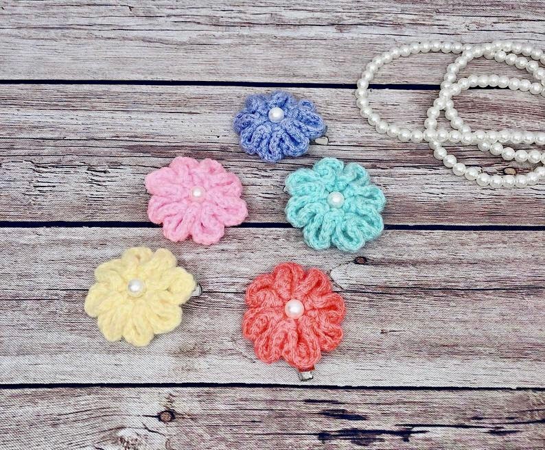 Crochet Flower Hair Clips/hair Accessories/flower Etsy